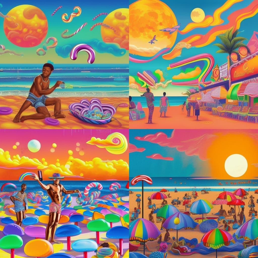 Sunset on Copacabana Beach: Candy Art Style