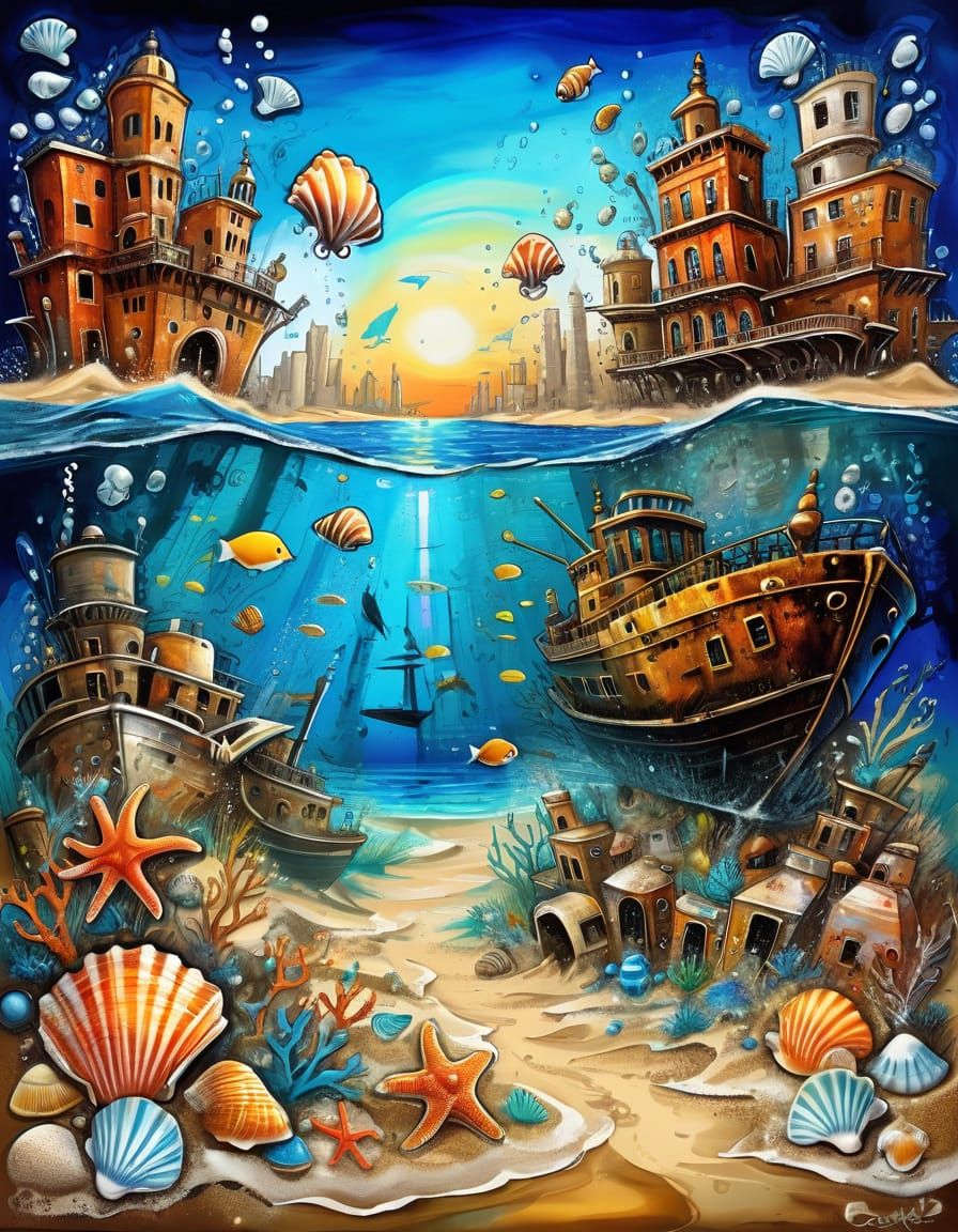 Steampunk Underwater City Reclaimed by Nature