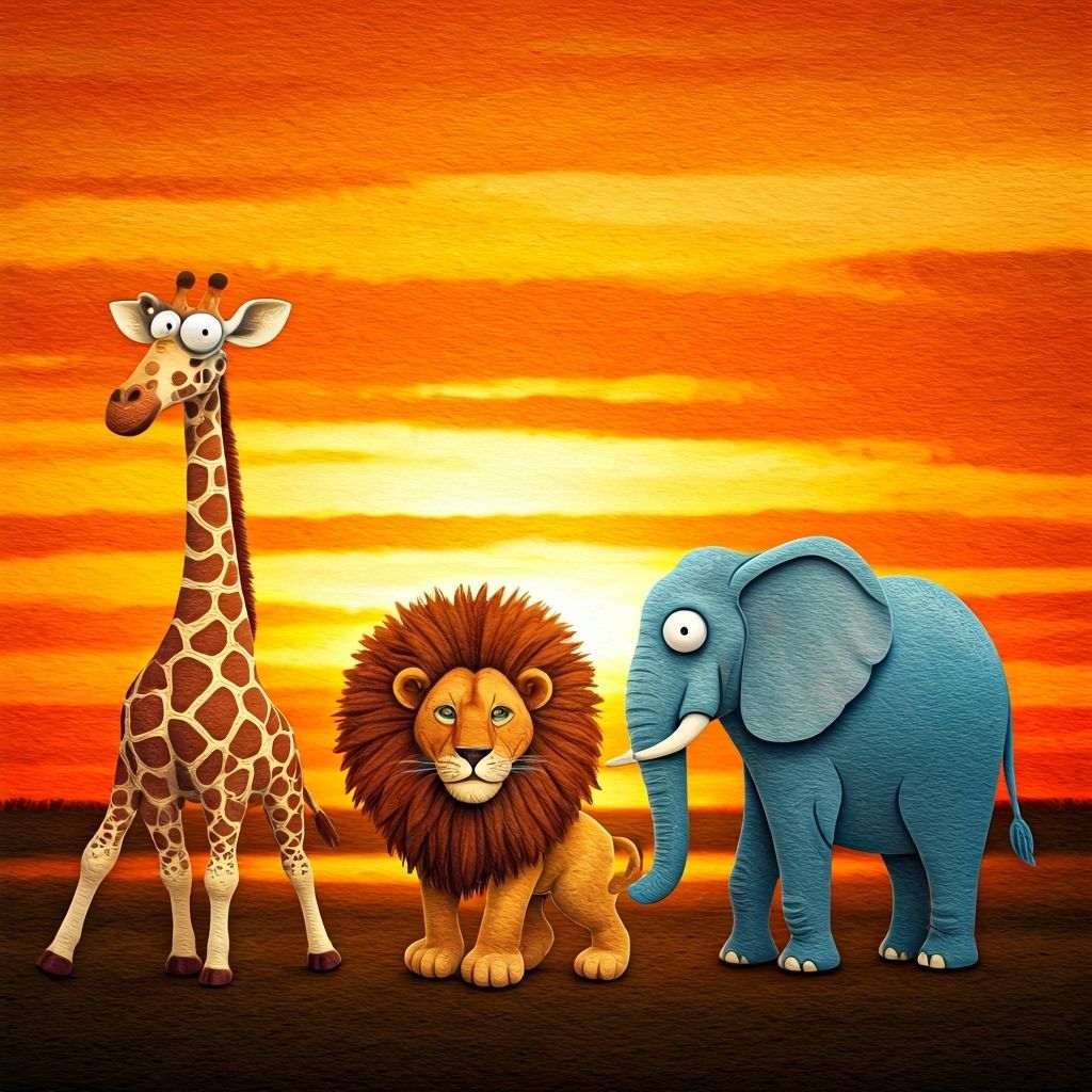 Whimsical Felt Safari Animal Parade at Sunset