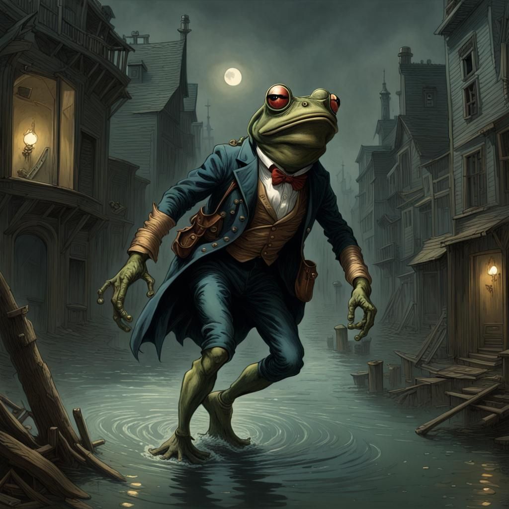 Horrifying Loveland Frogman in Gothic Style