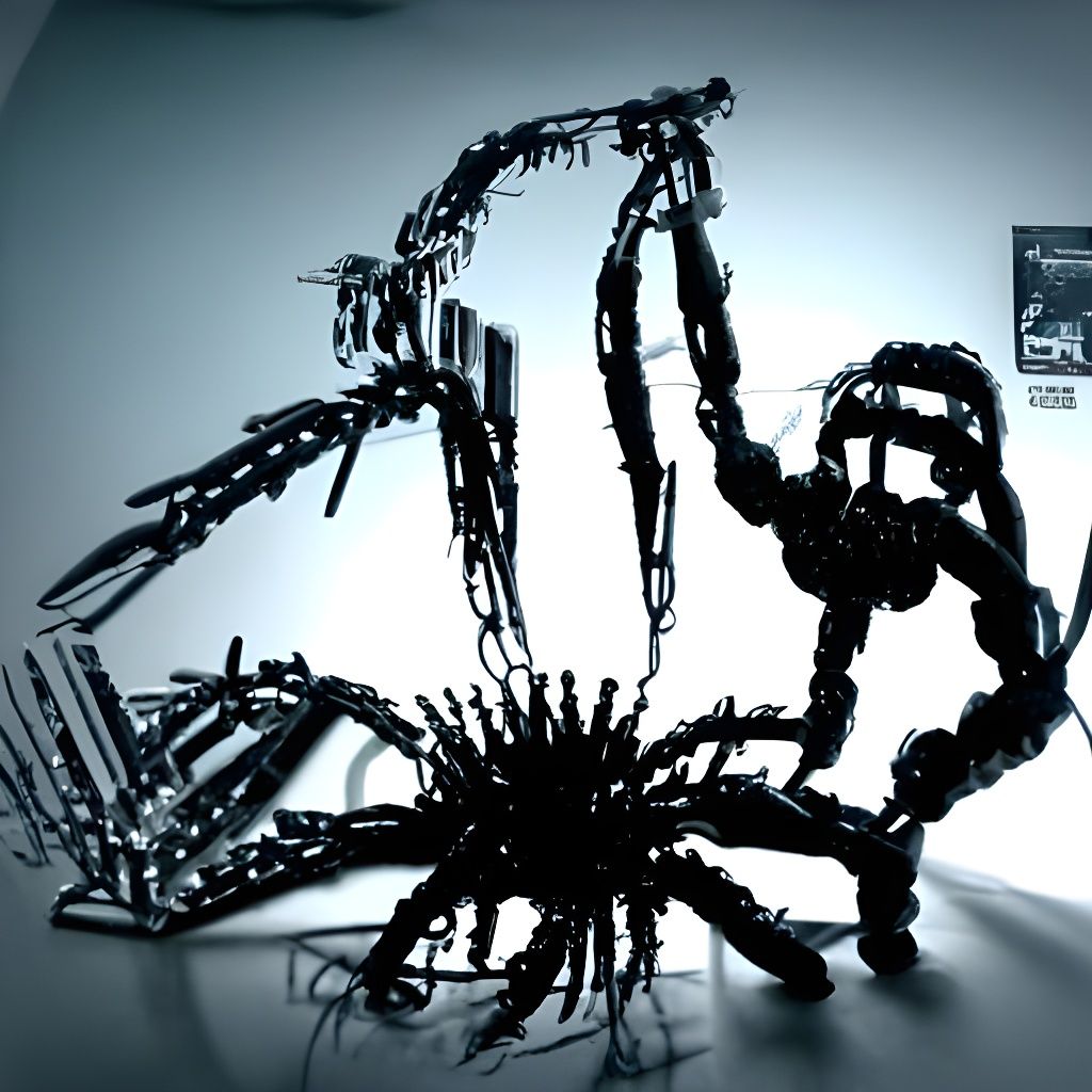 Giant Paperclip Tarantula in Gothic Horror Style