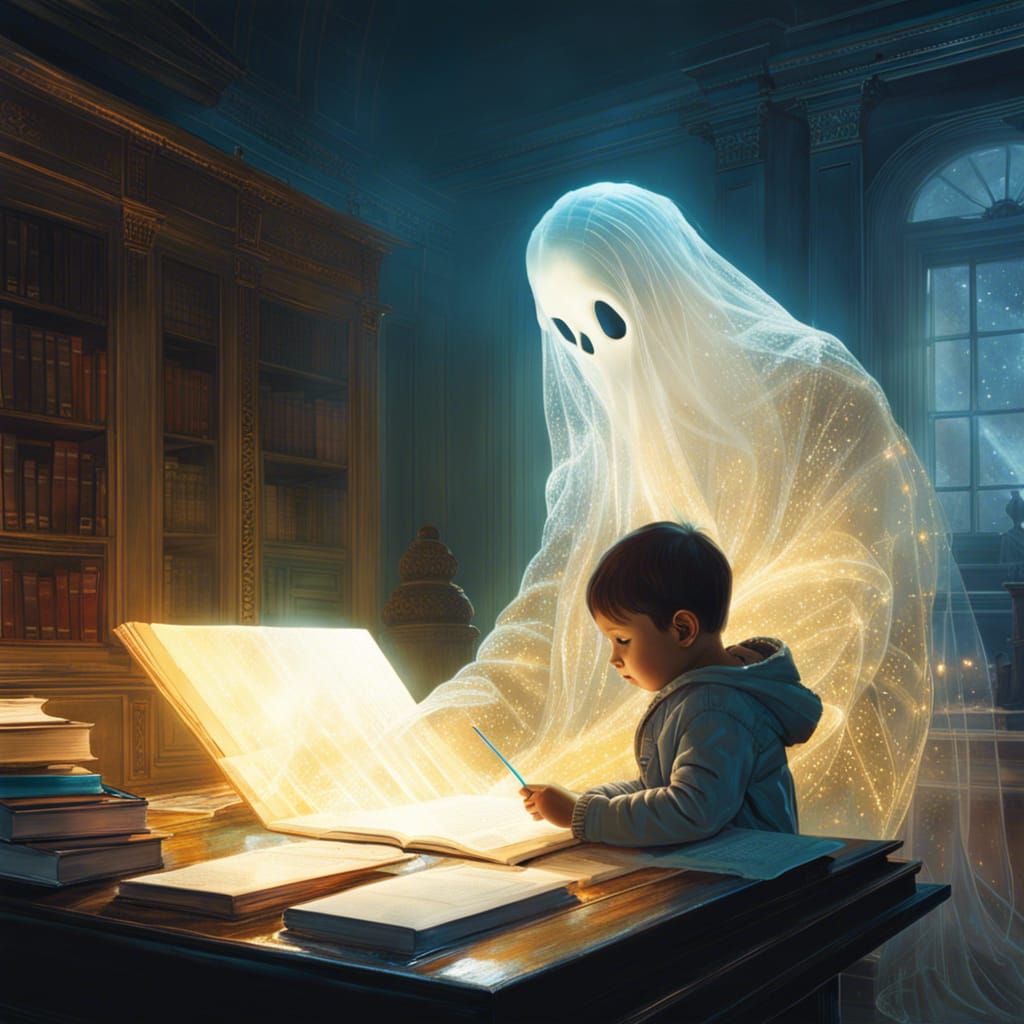 Ghostly Helper: Double Exposure Digital Art