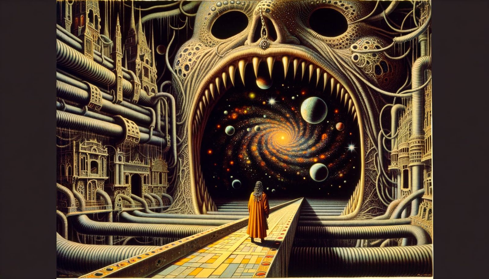 Horror, road into a giant mouth