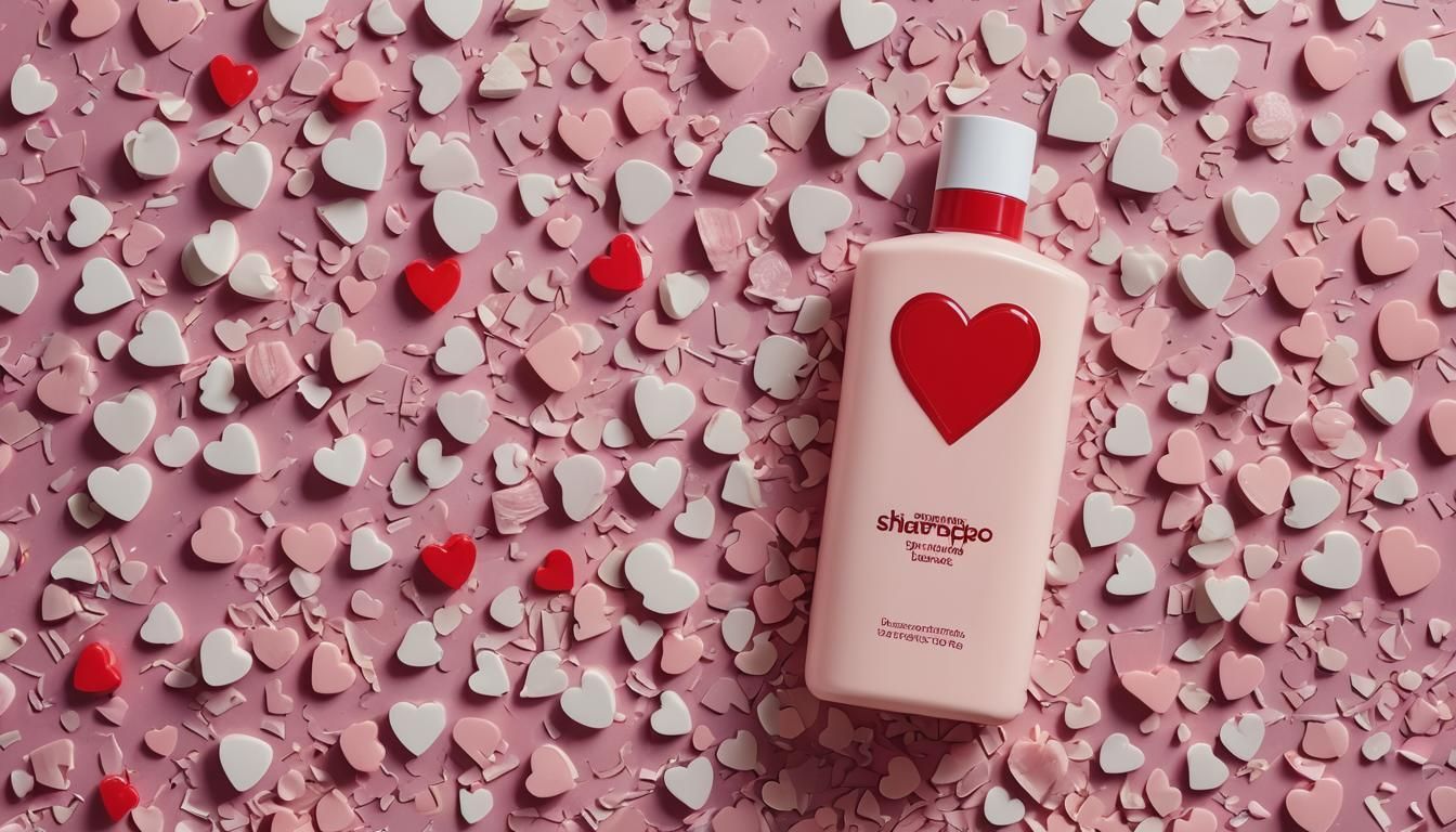 Shampoo Bottle Surrounded by Heart Blades