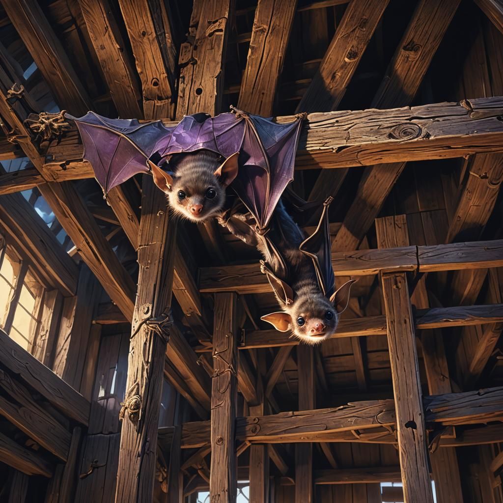Baby Bat in Barn: Digital Matte Painting