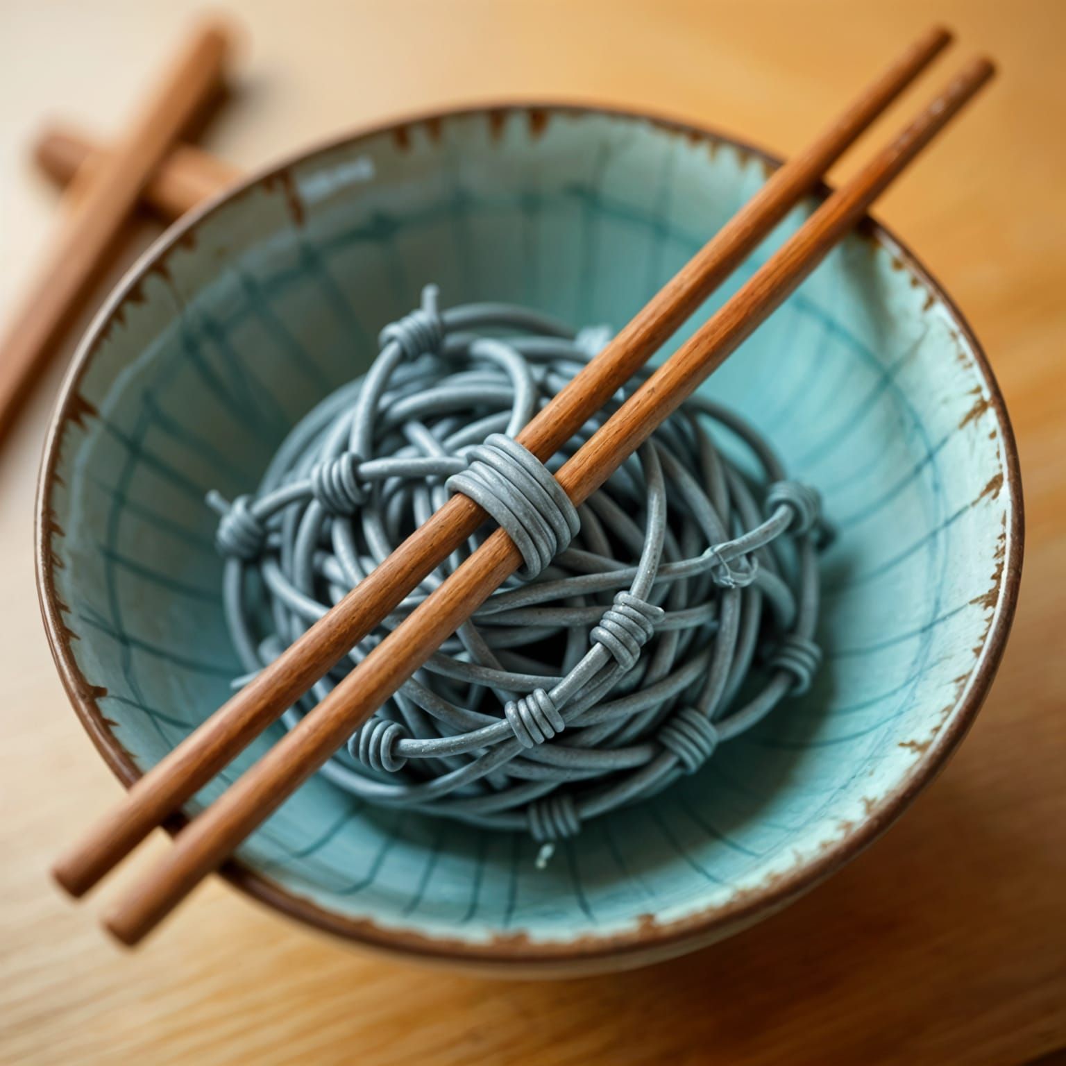 Barbed Wire Noodle Bowl Still Life