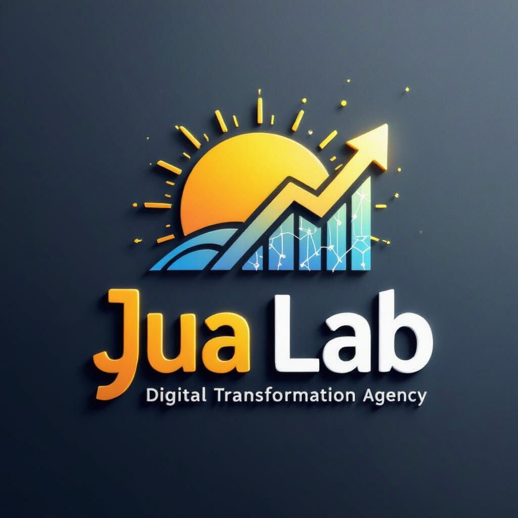 Jua Lab Logo: Sun Rise to AI Growth Arrow