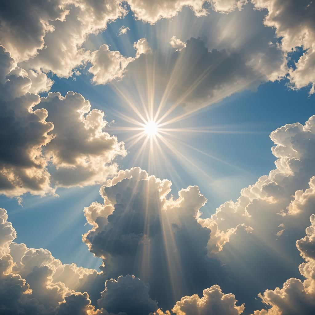 Divine Sunshine: Heavenly Light Through Clouds