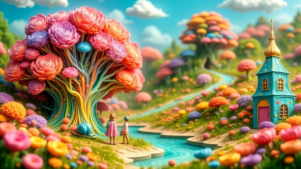 Psychedelic Clay World in Handmade Claymation Style