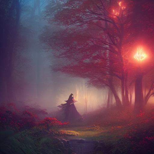 Glowing Tree of Life in Enchanted Forest