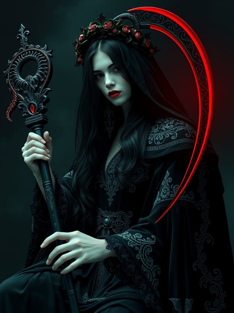 Gothic Baroque Grim Reaper in Art Nouveau Style