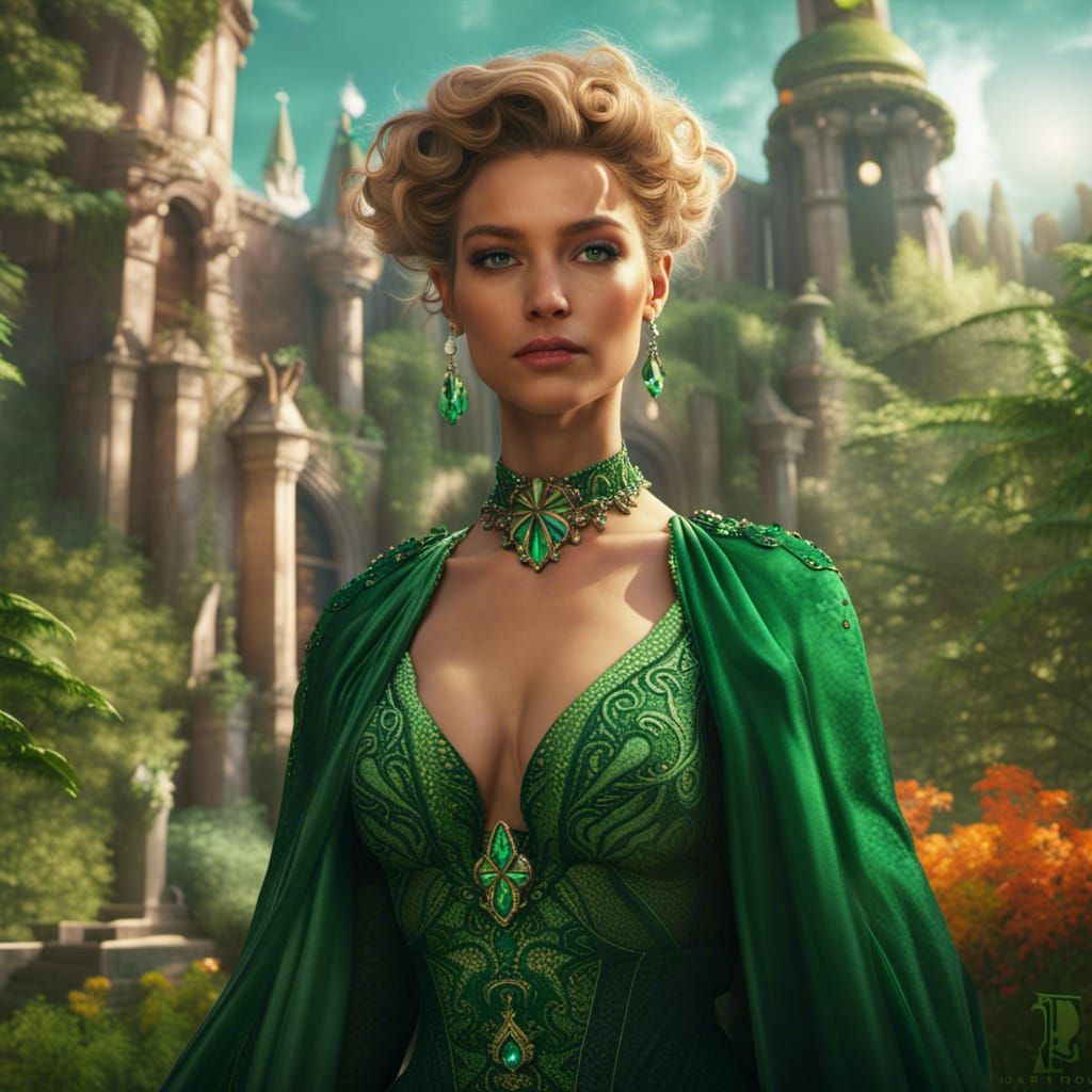 Emerald Elegance: Detailed Fantasy Art in Verde
