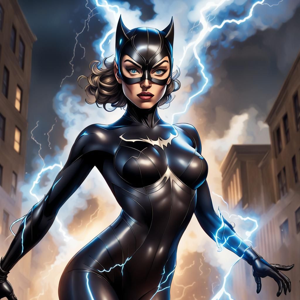 Catwoman Illustration in DC Comics Style