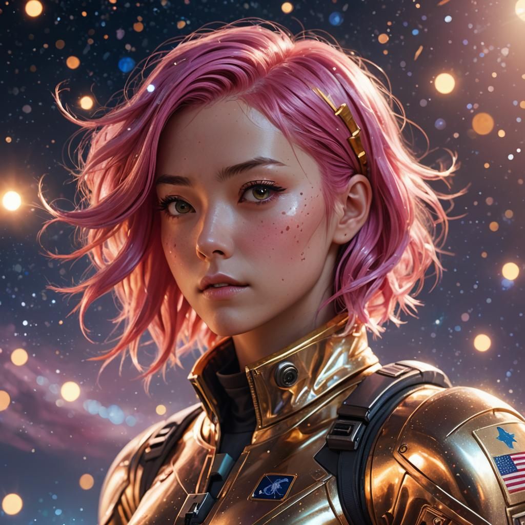Astronaut Girl in Windstorm: 3D Anime Concept Art
