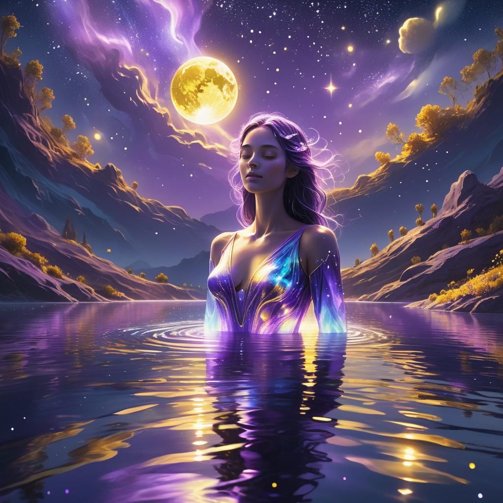 Mystical Astral Being in Dreamlike Landscape