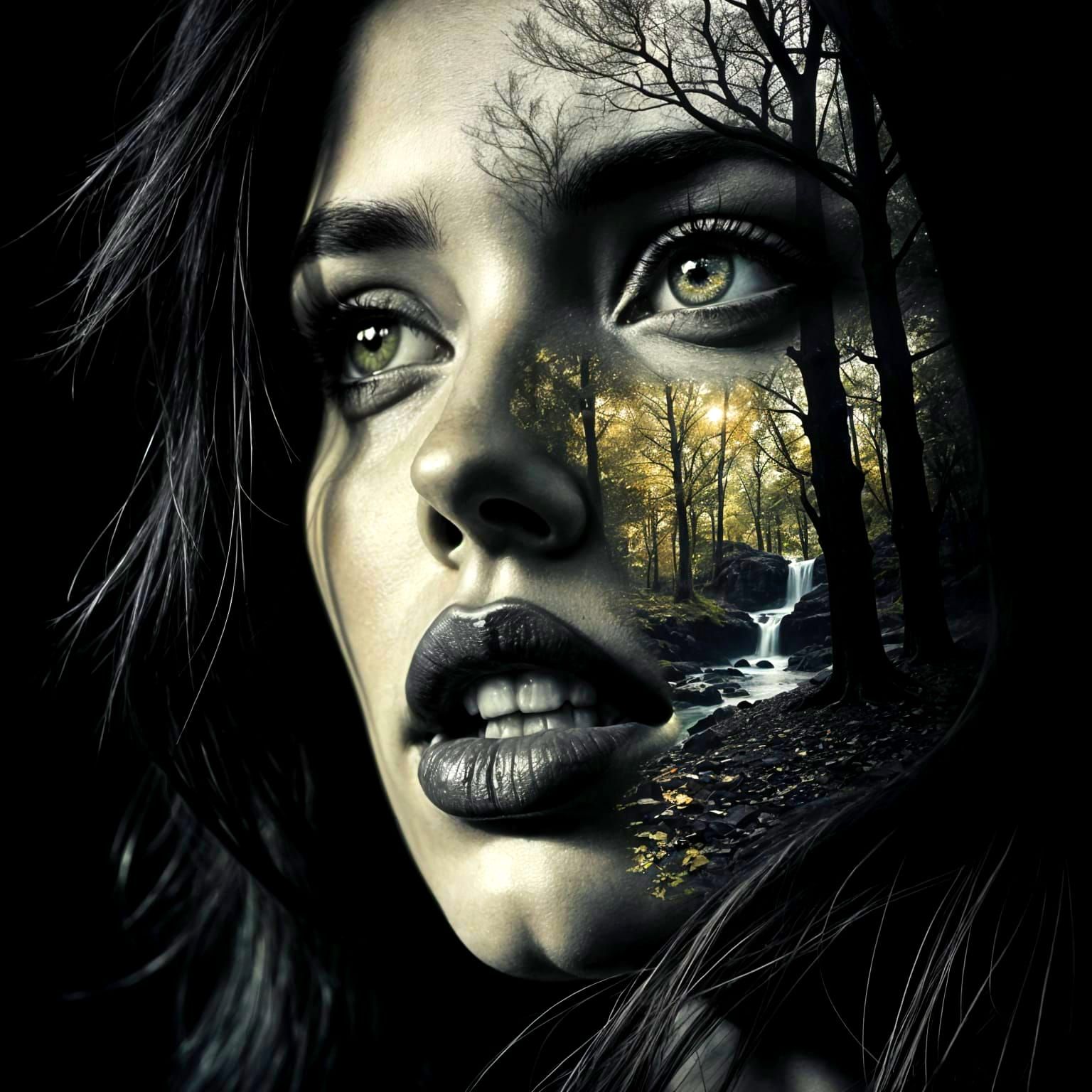 Celtic Goddess Amidst Whimsical Woodland