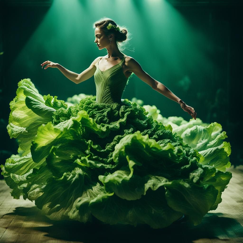 Woman in Lettuce Gown: Cinematic Film Still