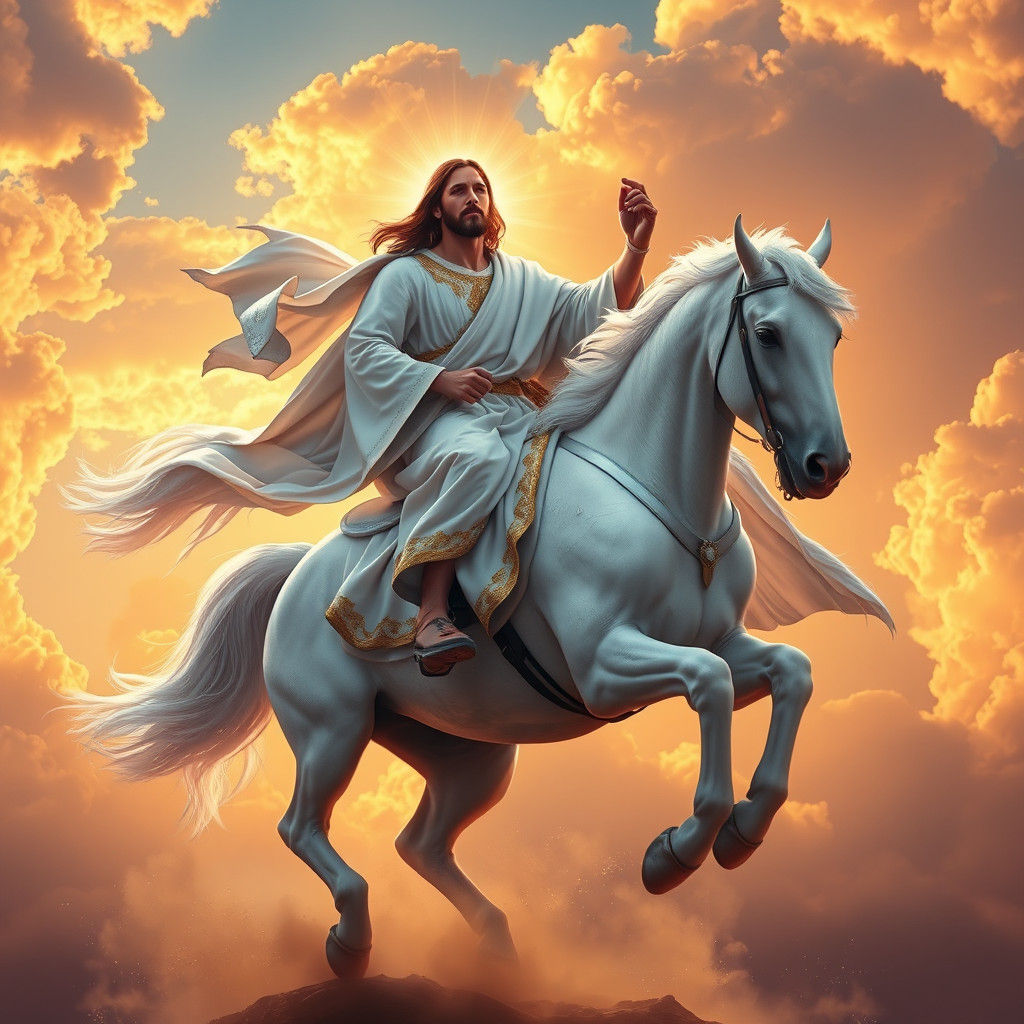 Majestic Rider in Golden Clouds: a Digital Masterpiece