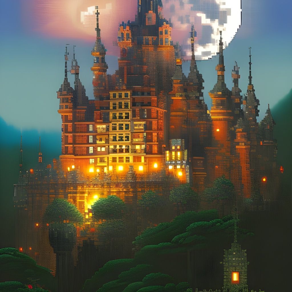 Detailed Pixel Art Dracula's Castle
