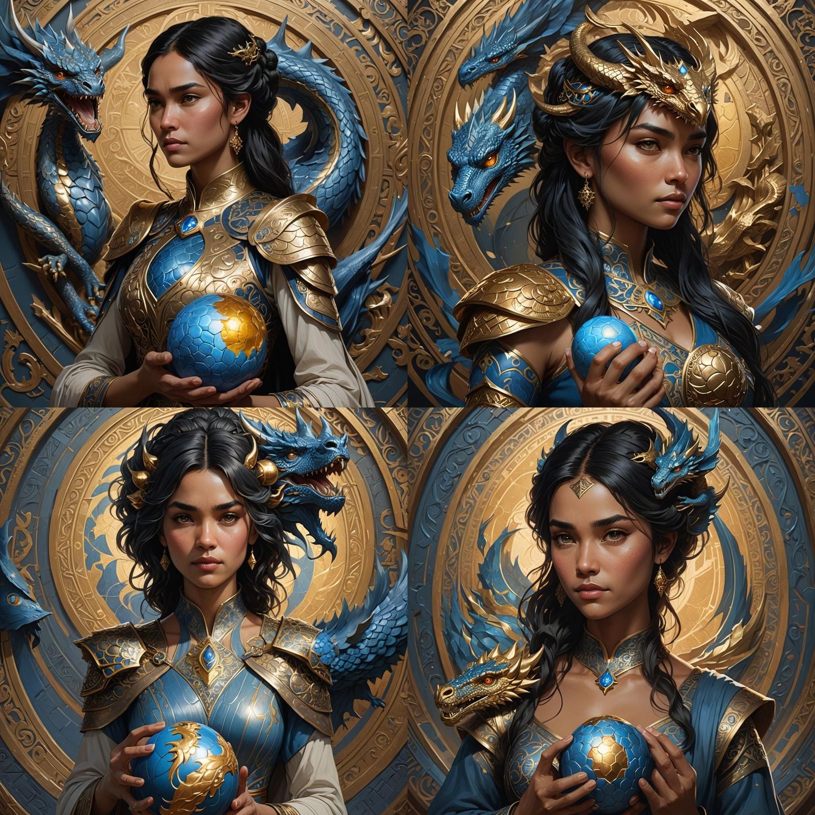 Beautiful Woman with Dragon Egg: Art Nouveau Portrait