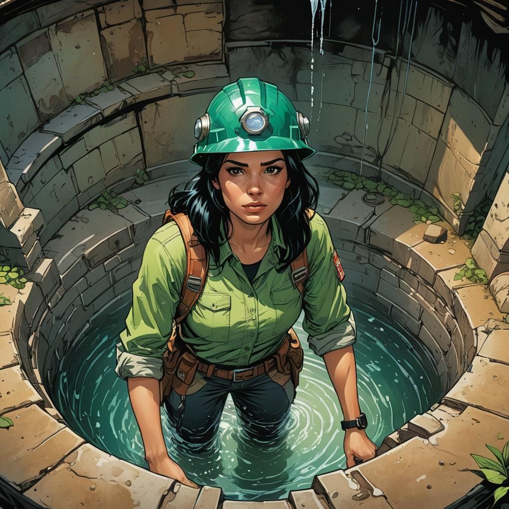 Geologist Inspects Water Well: Comic Book Style