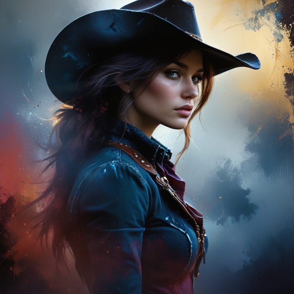 Cowgirl in Autumnal Glory with Smudged Grunge Palette