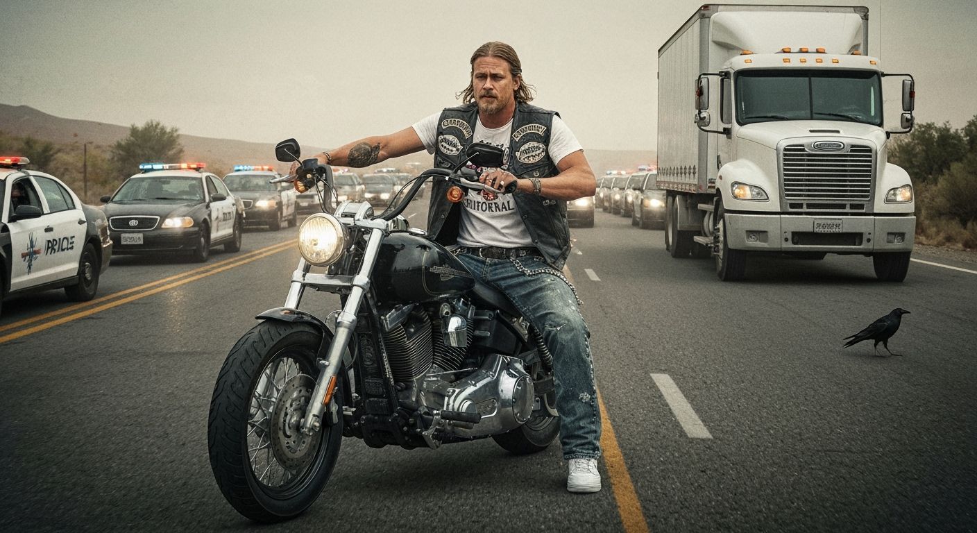 Biker Chase Scene in Cinematic Film Style