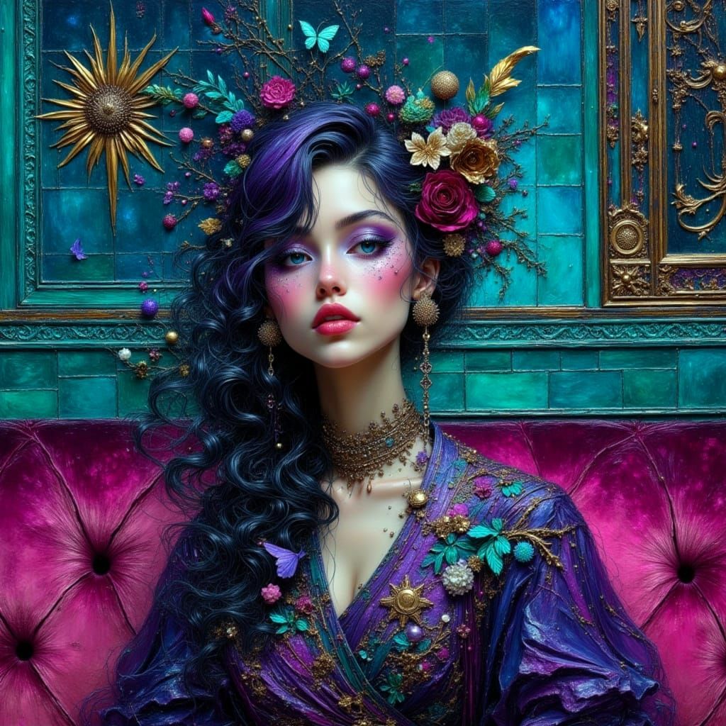 Starry Night Velvet Club in Impasto Oil Painting