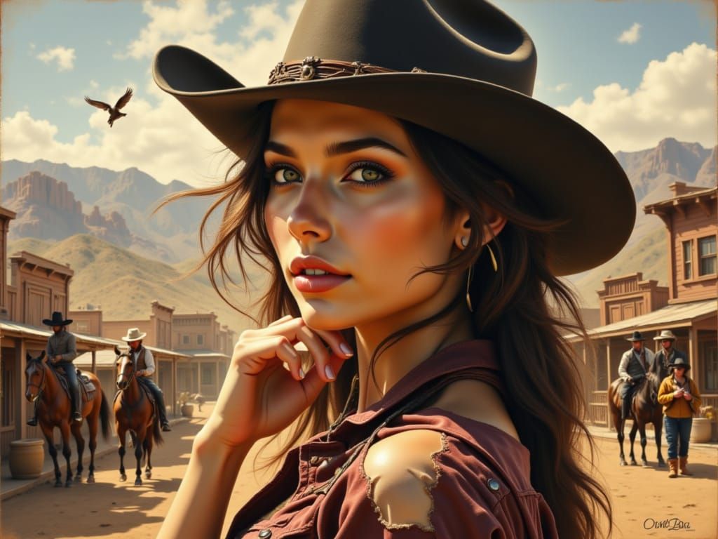 Dorian Clevenger Style Woman in Wild West Setting