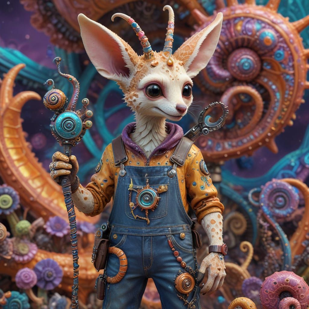 Giraffe-Snail Hybrid in a World of Fractals