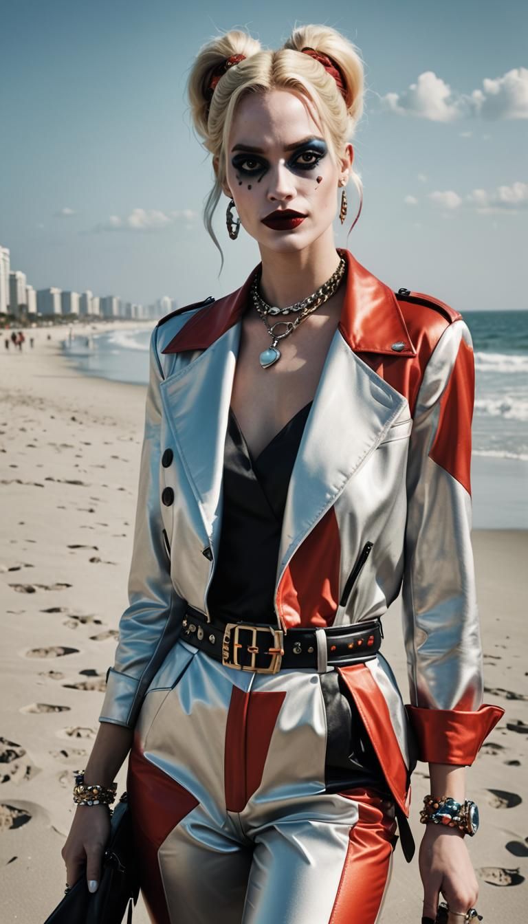 Harley Quinn High Fashion Beach Portrait Photography