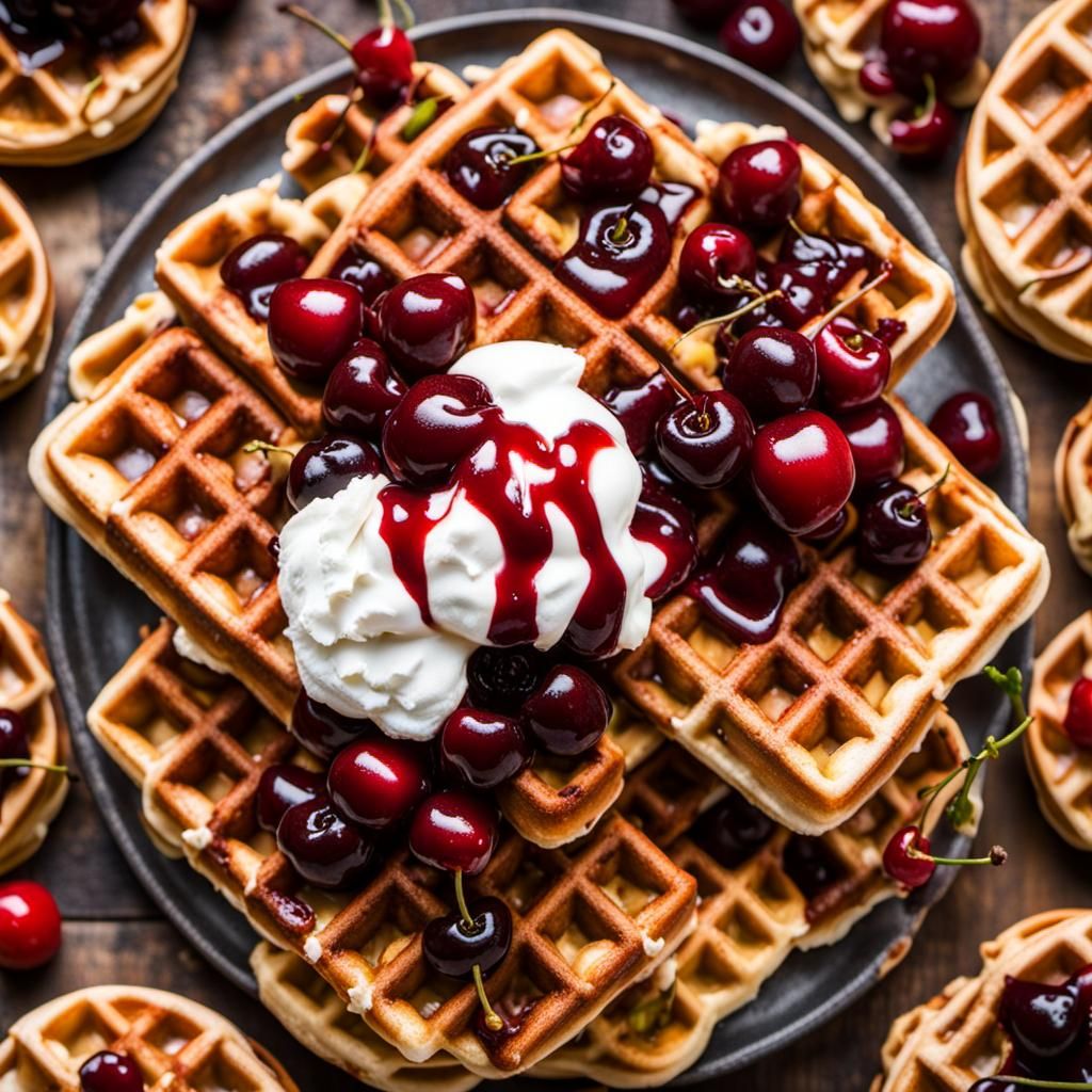 Cherry 🍒 waffles.