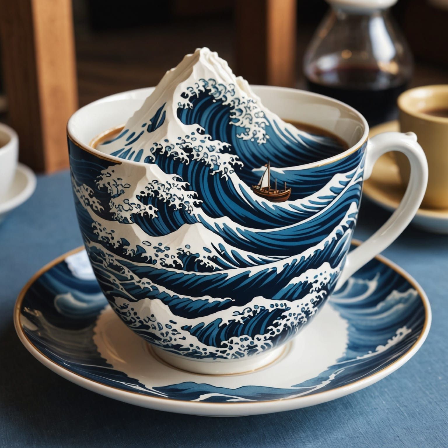Hokusai Coffee Wave in Teacup