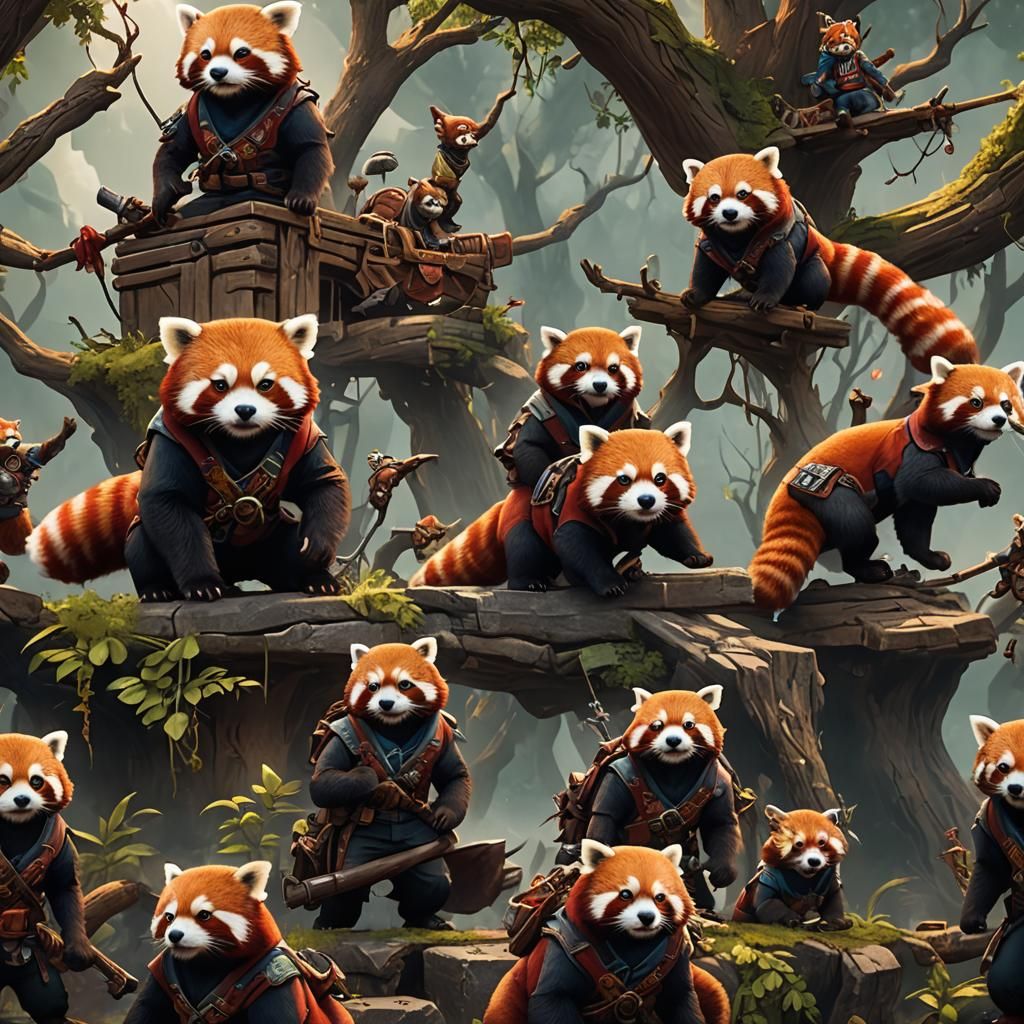 Red Panda Cowboy in Detailed Matte Painting Style