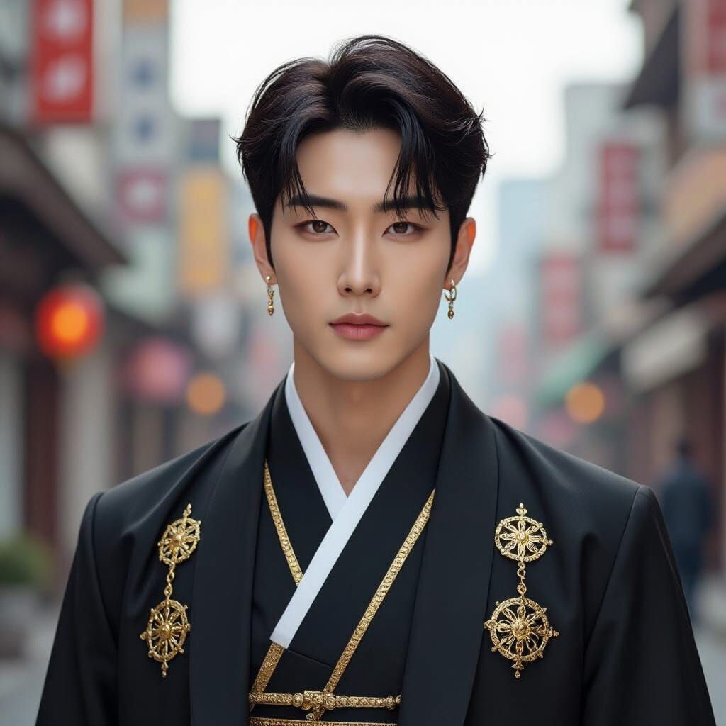 Jinu: K-pop Idol with Demonic Edge in Realistic Style