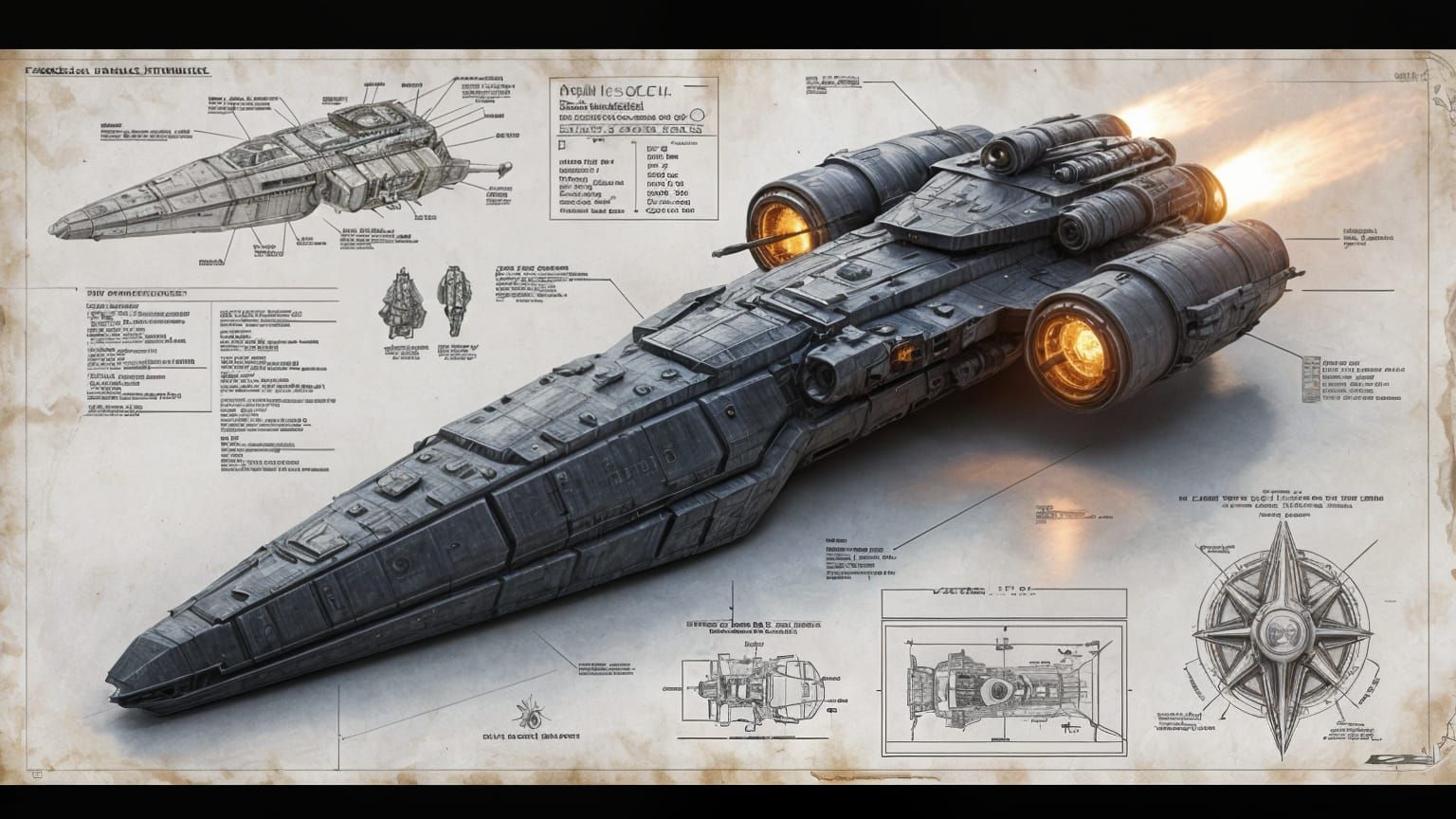 Cyberpunk Space Dreadnought in Technical Detail