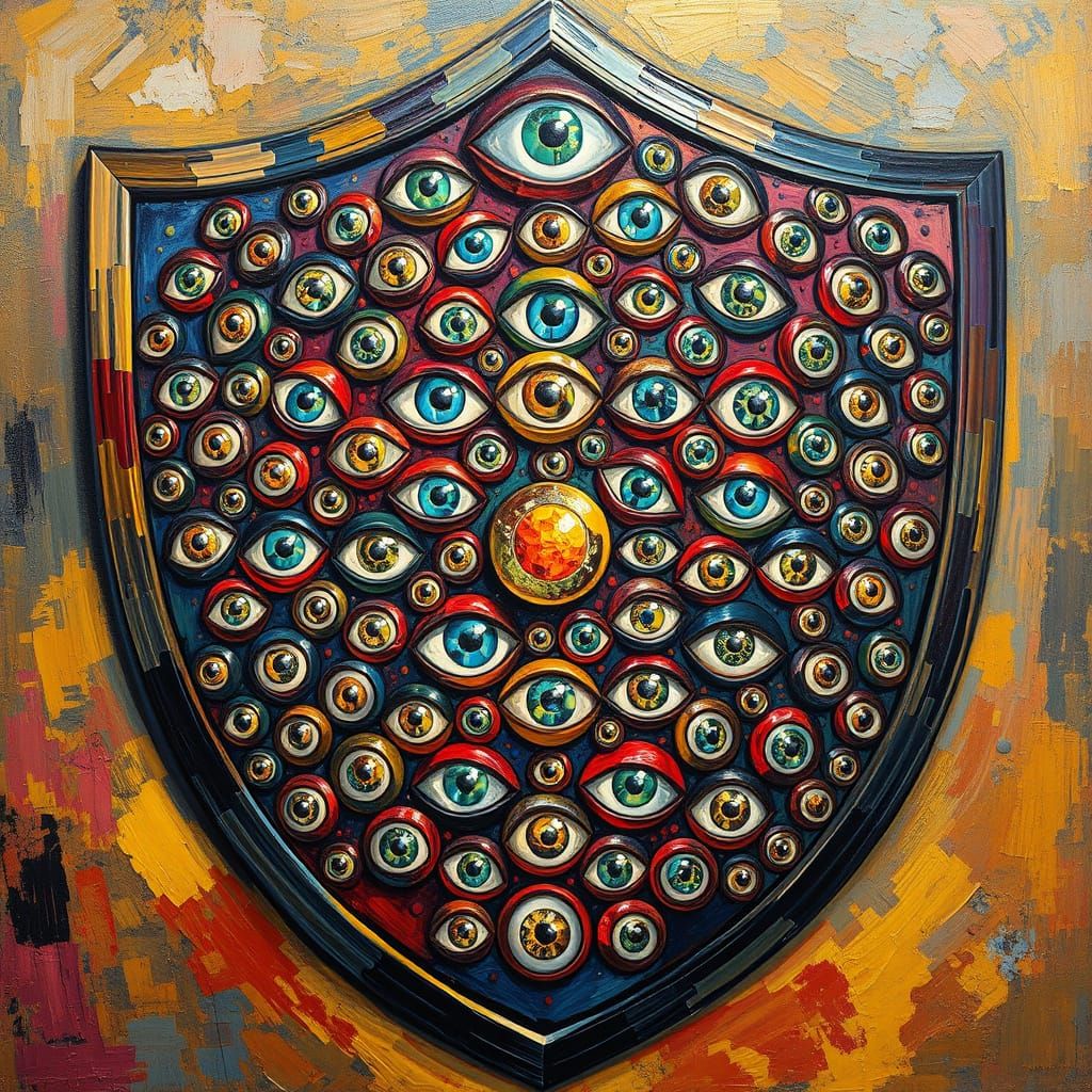 Majestic Shield in Vibrant Oil Paint
