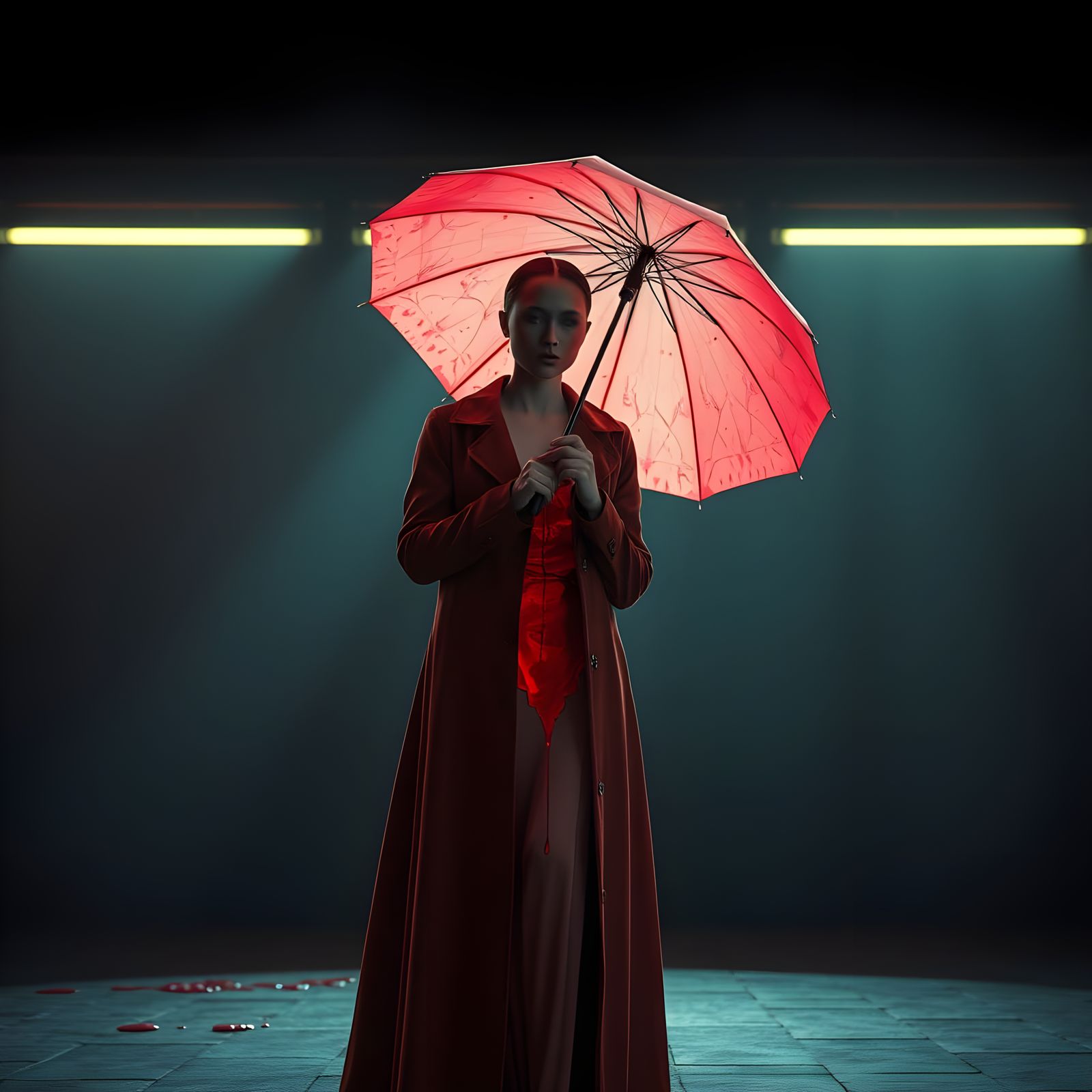 Hyperrealistic Portrait of a Mysterious Lady with a Vibrant...