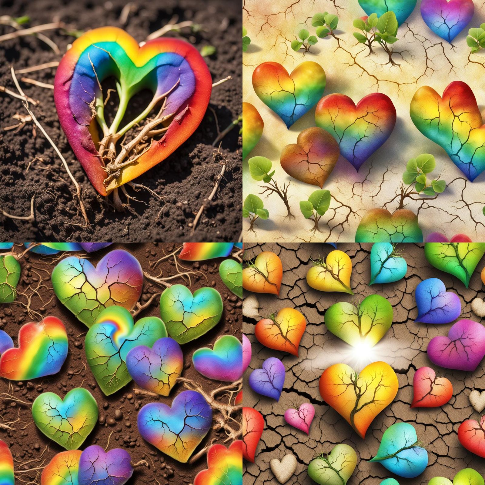 Rainbow Heart Seed Pods Sprouting in Sunshine