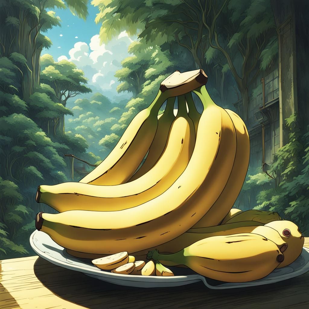 Bananas Eating Bananas in Studio Ghibli Style