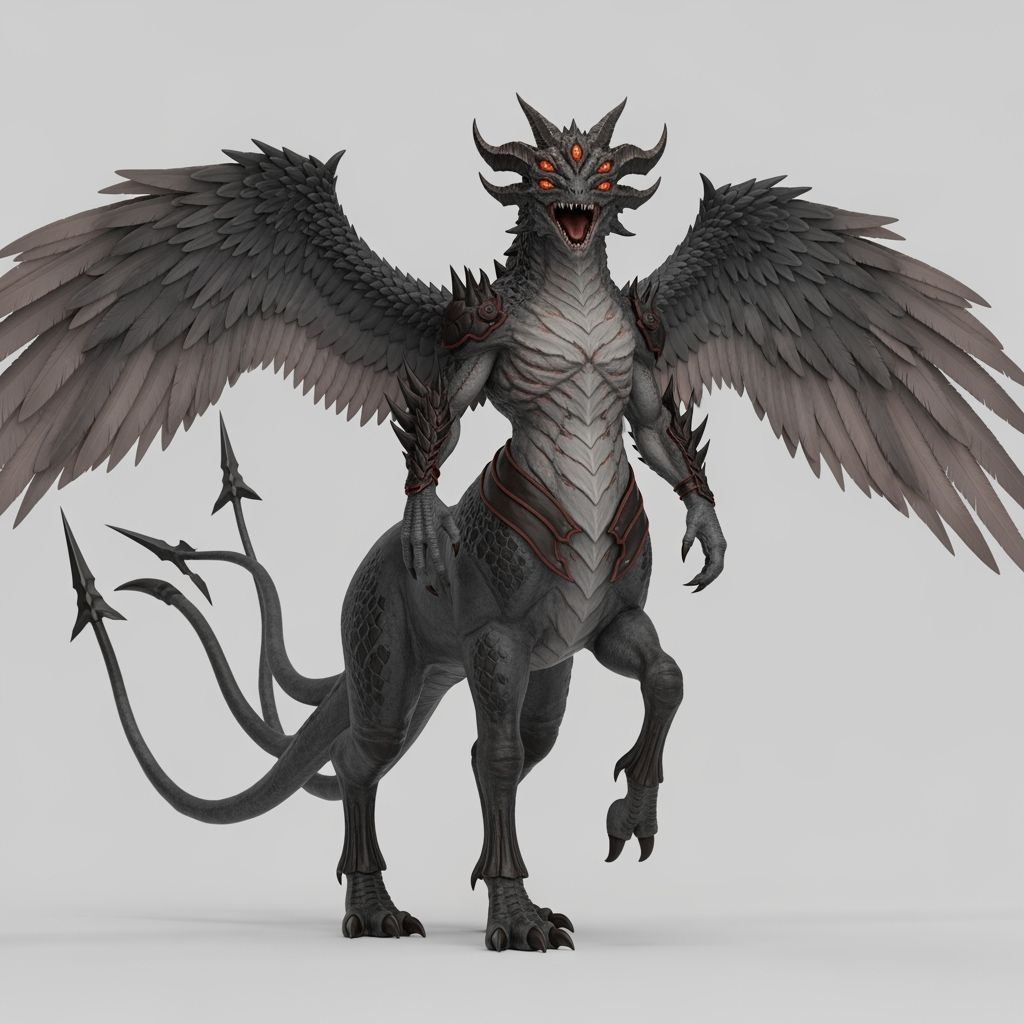 Colossal Reptilian Guardian of the Underearth in Anime Style