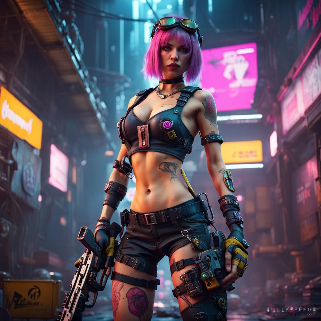 Cyberpunk Juliet: Detailed Matte Painting in 8K