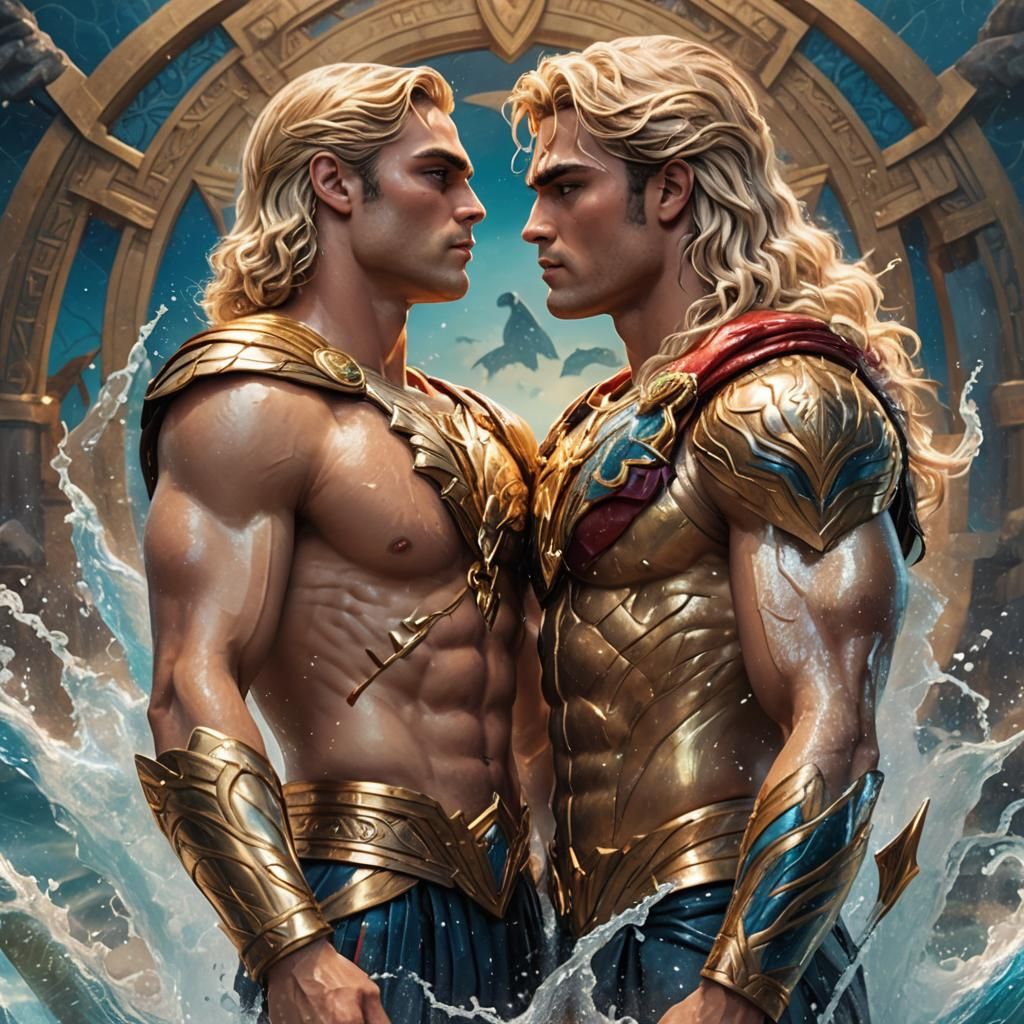 Prince Dane Kisses an Atlantis Prince: Hyperrealistic Art