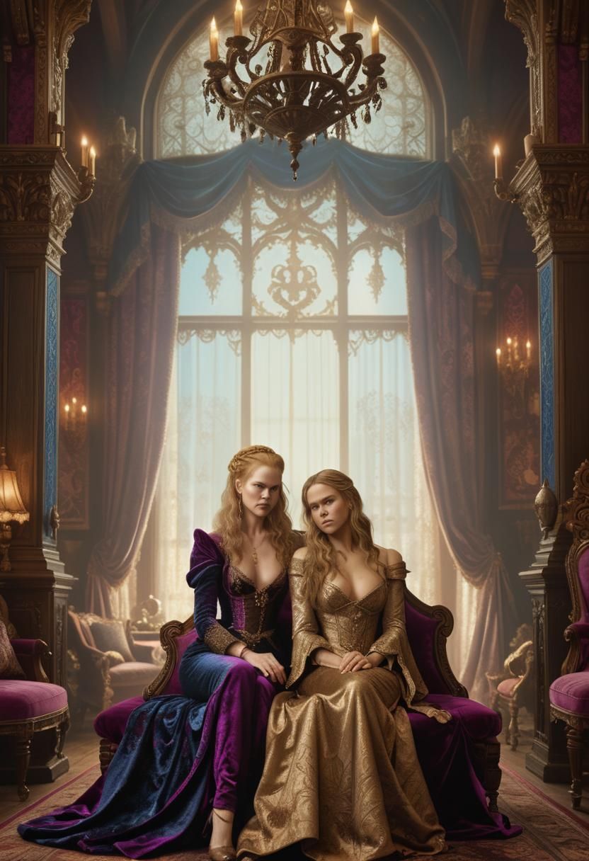 Medieval Fantasy Courtesans in Opulent Setting