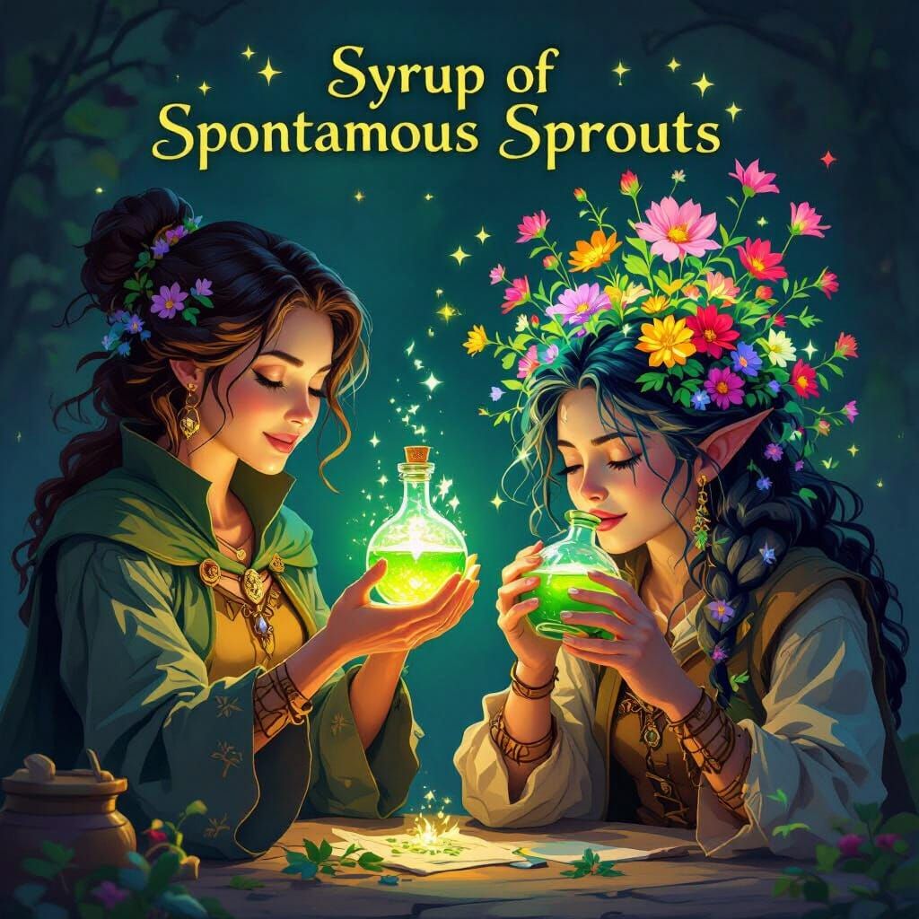 Alchemist Offers Magical Growth Syrup to Adventurer