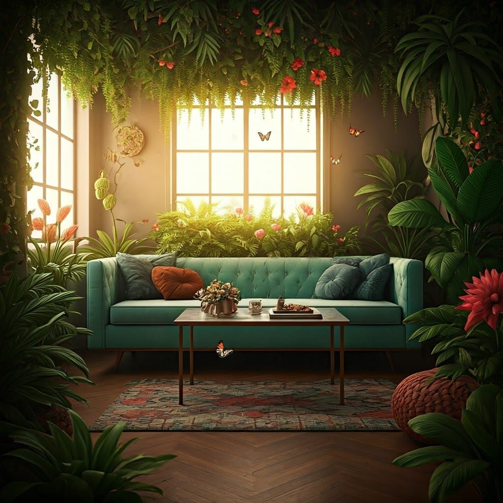 Hyper-Realistic Jungle Oasis in Vibrant Bloom