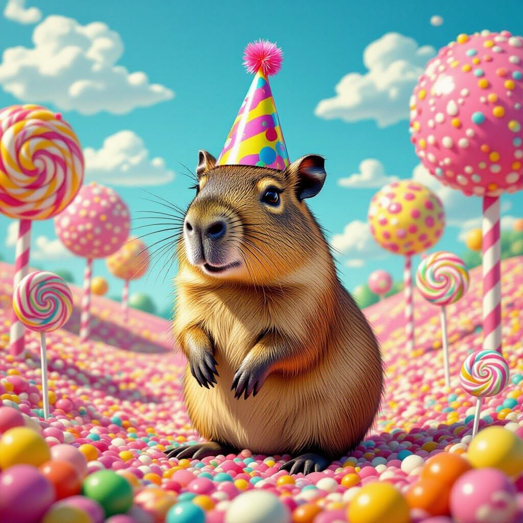 Capybara's Candy Adventure: Whimsical Pop Art