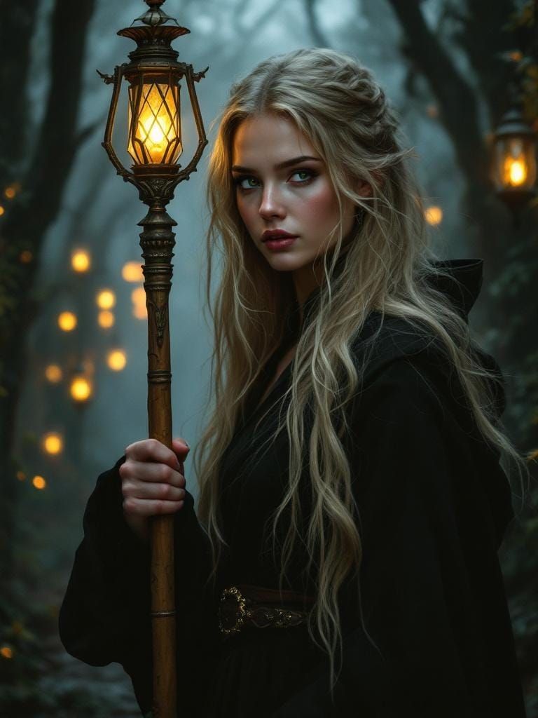 Enchanted Forest Portrait in Waterhouse and Villeneuve Style