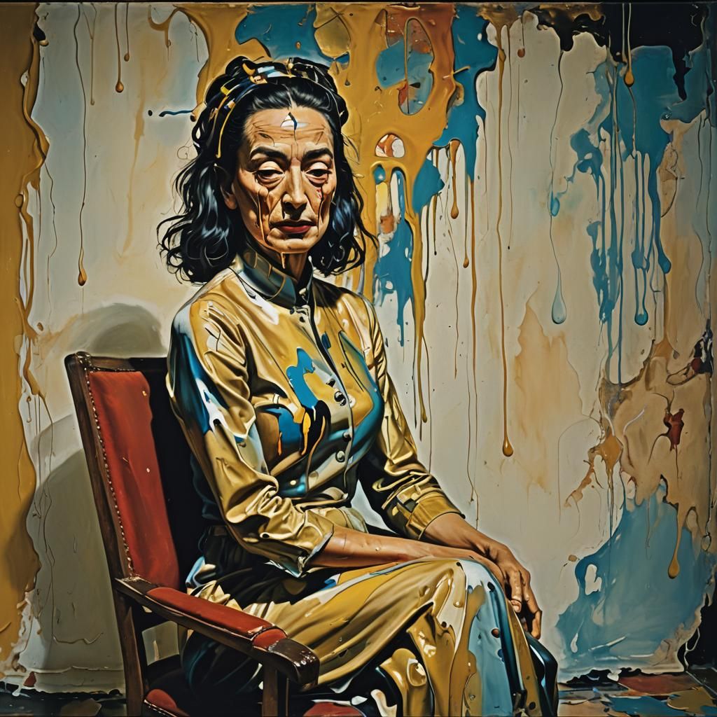 Surrealist Oil Painting of Woman with Paint