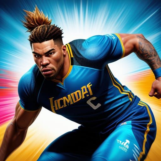 Hyperrealistic Sports Poster with Athlete in Motion